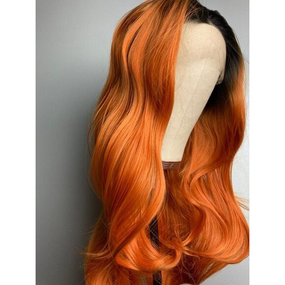 Black Rooted Cooper Orange Wig - Picture 8 of 9
